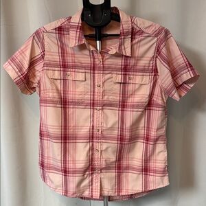 Eddie Bauer Women's Pink Plaid Button Down Shirt